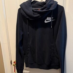 Nike Dark Blue cowl neck Hoodie with White Logo women’s sz Med